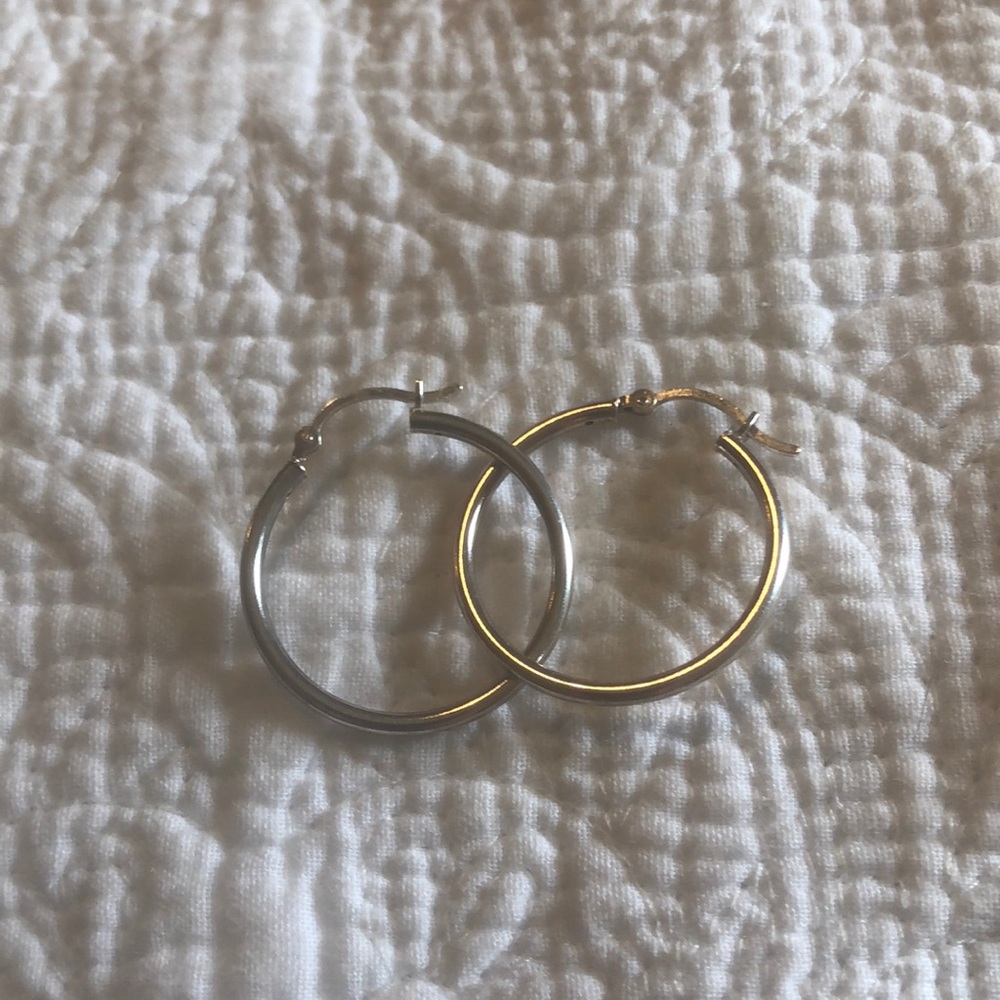 Sterling hoops size of a quarter